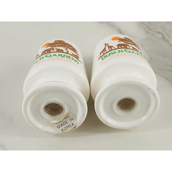 Busch Gardens Salt & Pepper Shakers Tampa Florida 3 1/4" Porcelain Souvenir 80's - Picture 11 of 12